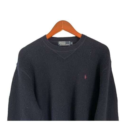 POLO Ralph Lauren Crewneck Knitted 100% Lambswool Sweater Navy Blue Size Med - Picture 3 of 9